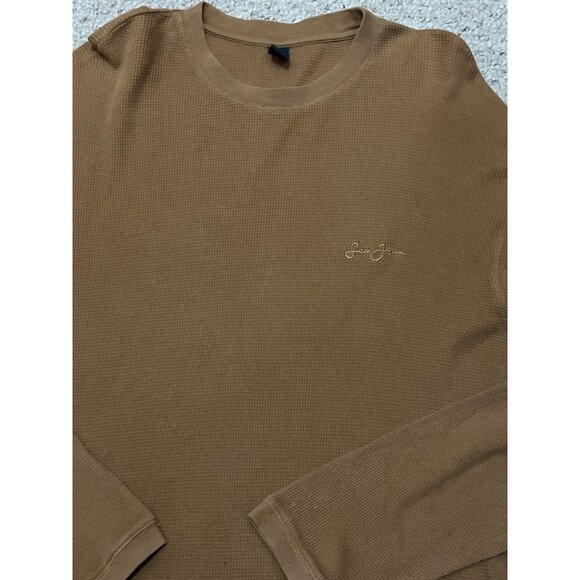 Sean John Mens XL Brown Waffle Knit Long Sleeve Shirt 100% Cotton Made In India - Picture 2 of 4